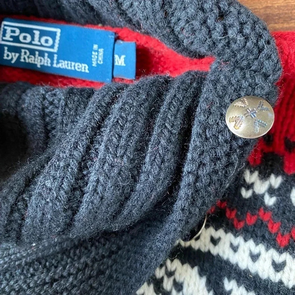 Ralph Lauren Sweater Women’s Medium Aztec Pattern 100% Lambswool Hand Knit - Picture 3 of 7